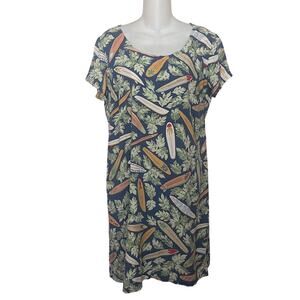Dietrich Varez x Reyn Spooner Green Floral Surfboard Short Sleeve Dress Medium